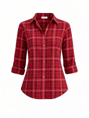 Talbots Red and Black Plaid Button-Down Shirt